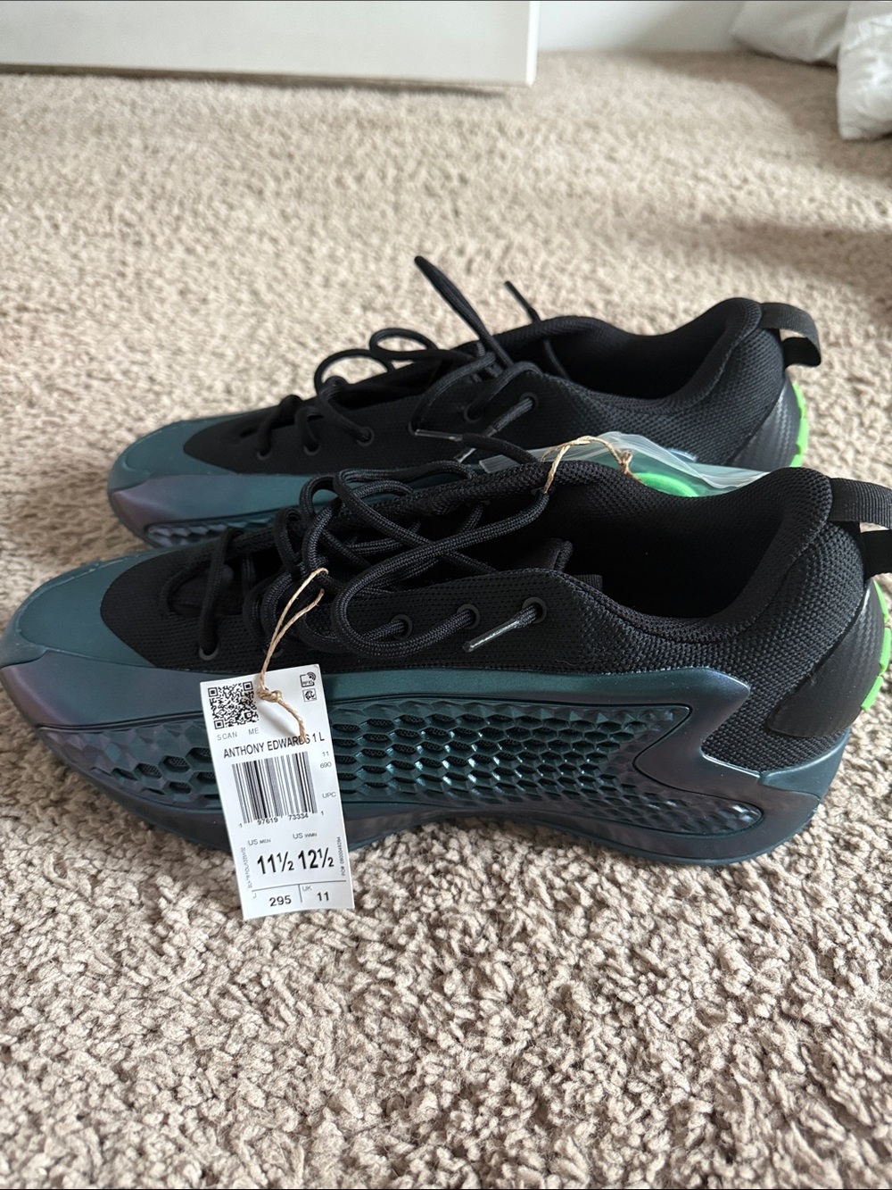 Anthony Edwards Men’s Black Teal Performance Sneakers